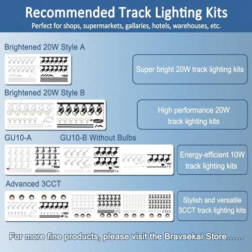 White Aluminum Alloy Shell H Type Track Lighting Rails, 4PCS H Track Lighting Rails Kit 120V Single Circuit 3-Wire 6.5 FT (3.28FT*2) with Extra I Connector Wall Anchors for H Track Lighting Heads - Thumbnail 5