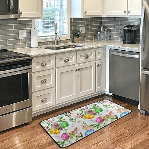Easter Rugs Easter Bunny Eggs In Grass Flowers Rugs For Kitchen Bathroom Home Decorative Doormat Small Carpet Mat 39 X 20 Inch #TOP2