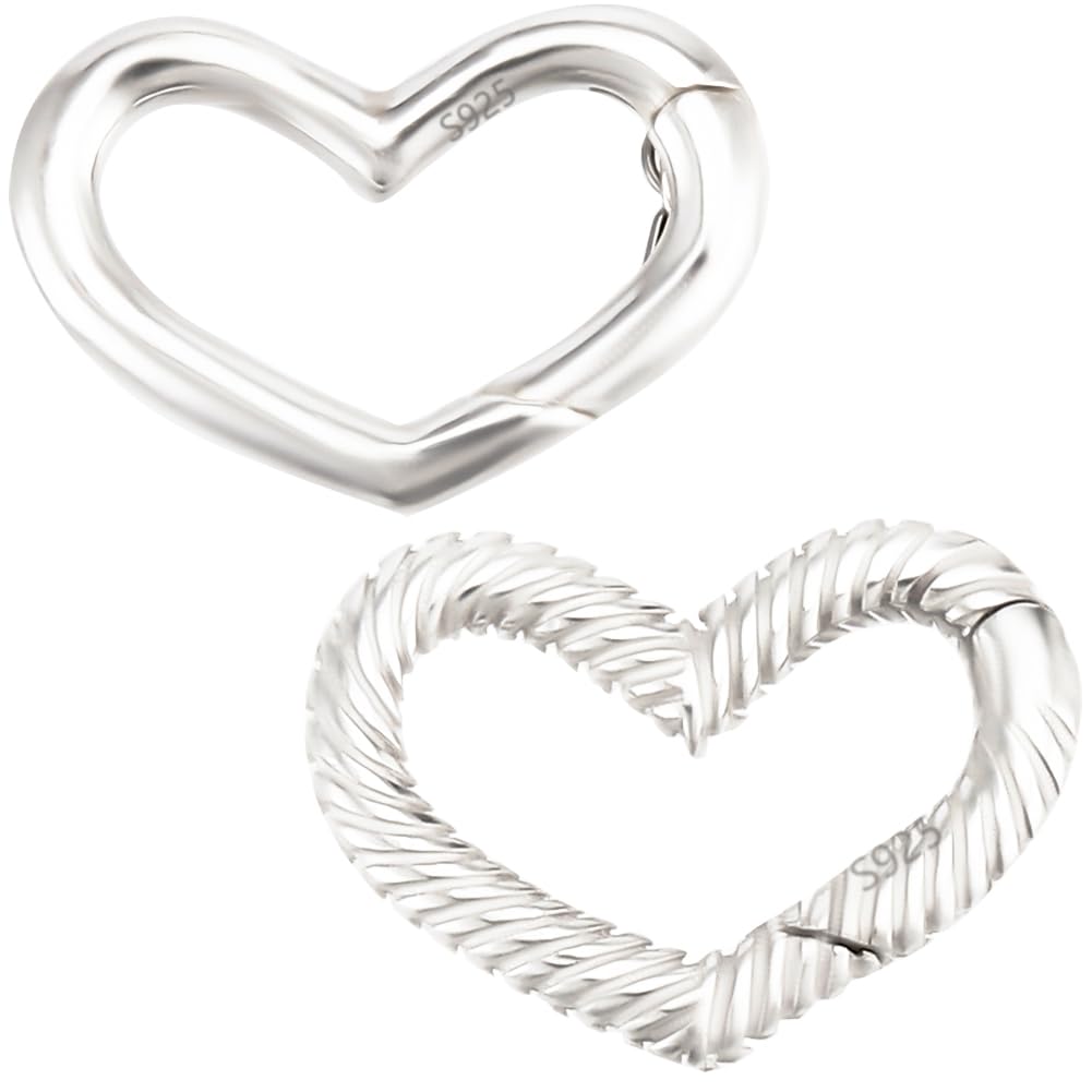 Beebeecraft 2 Stück 925 Sterling Silber Federringverschluss Herzförmiger Federtorringverschluss Verbinder Karabiner Für Armband Halskette Schmuckherstellung Valentinstag