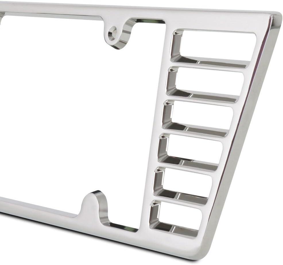 C6/C7 Corvette Billet Rear License Plate Frame - Triple Chrome Plated Louvered for 2005-2019 Corvettes