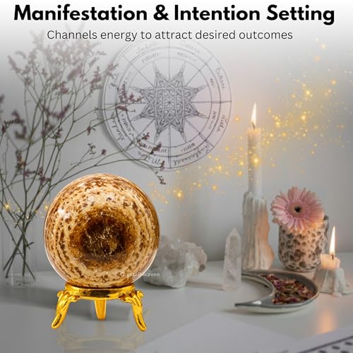 Image of Certified Aragonite Crystal Ball for Meditation - Premium Crystal Vastu Items for Home and Feng Shui Items for Good Luck - Ideal for Pooja Supplies and Spiritual Practices (1.5 inch Inch)