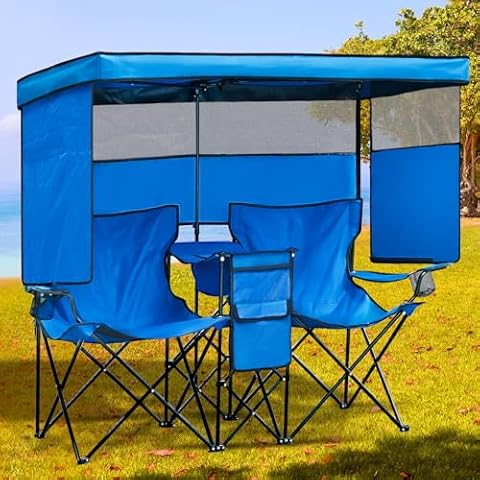 WTVIDAS Double Camping Chair with Canopy Cover