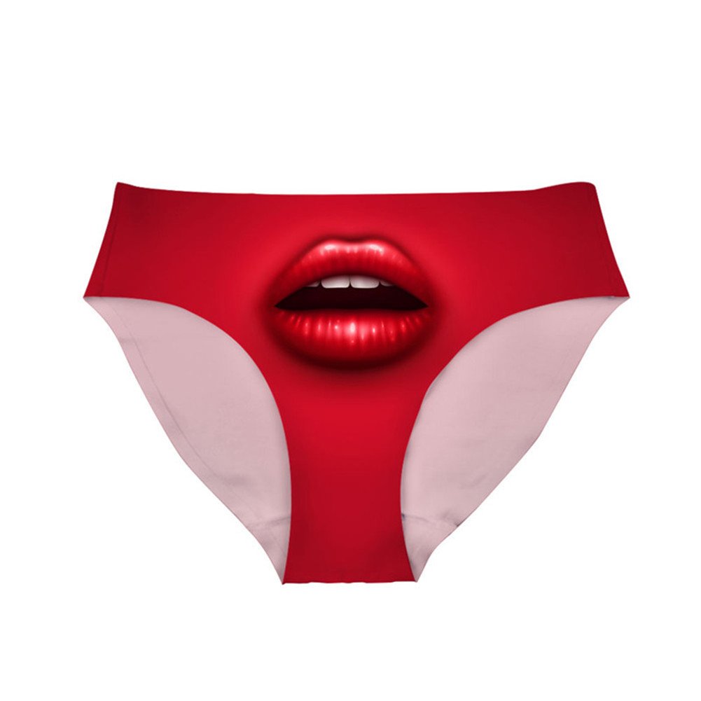 Showudesigns Red Lips Pattern Women Seamless Panties Comfort Underwear Soft Briefs