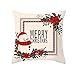 Daesar Funda Cojin Navidad Cuadros,1 PCS-Monigote de Nieve y Flores Beige Rojo Funda de Cojines 40x40