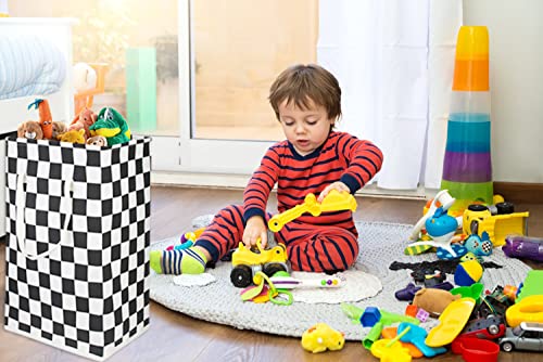 Image of 75L Freestanding Laundry Basket,Large Collapsible Tall Clothes Hamper with Handles,Waterproof Toy Storage Bin for Boys and Girls,Baby Nursery(Racing flag)