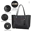 NUBILY Sac a Main Femme Cabas Femme Grande Capacité PU Cuir Sac Fourre Tout Gland Sacs Cours Lycee Tote Bag de Bandoulière Imperméable 2Pcs Set Noir #3