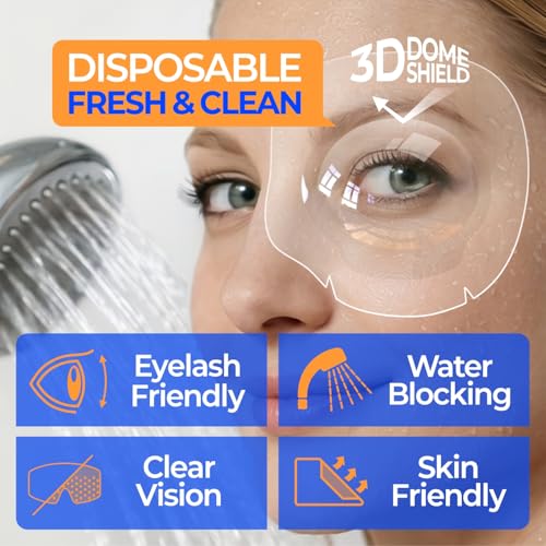 Image of Waterproof Eyepatch for Shower, 3D Eye Dome Shield for Eyelash Extensions Lash Lift & Microblading, Disposable Adhesive Eye Patch for Women & Adults, Made in Korea (12 Pcs)