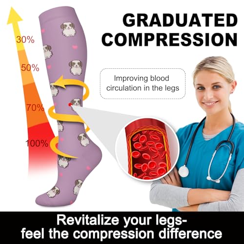 Image of Aoliks Medical Compression Socks for Women & Men, Support Knee High Socks for Running,Nurses,Travel