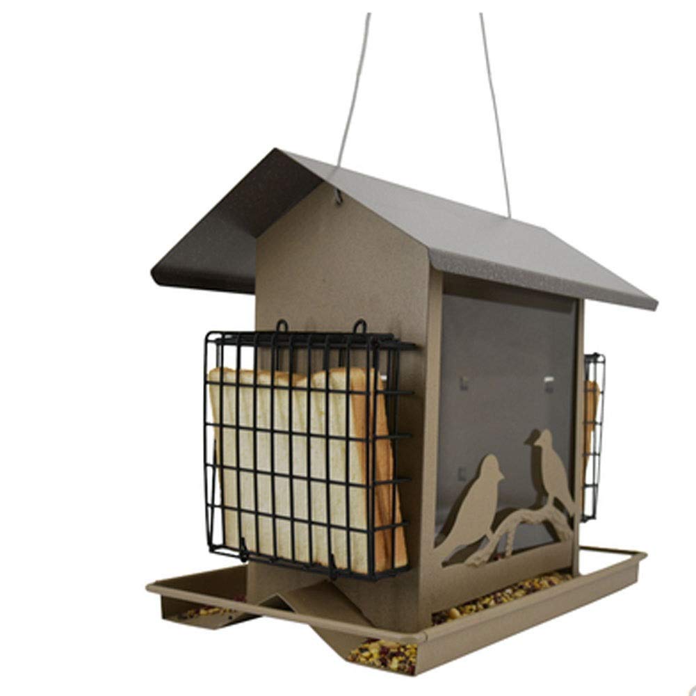 Comedero para Pájaros jaulas Alimentador de pájaros de Panorama al Aire Libre, con el alimentador de Aves Colgando del Techo for el Patio de la decoración del Patio del jardín fácil de Limpiar