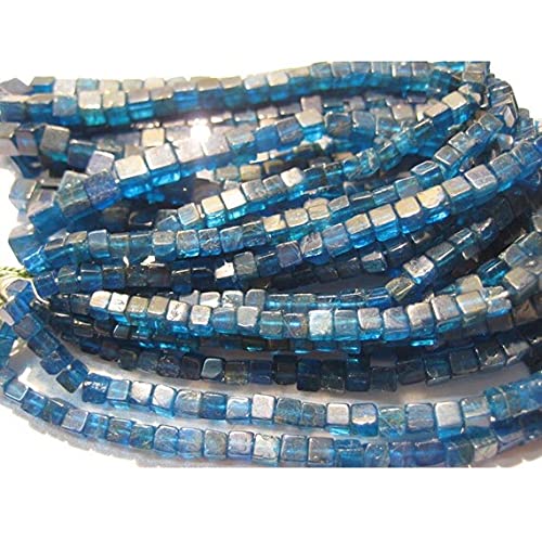 Apatite bleue naturelle en perles lisses forme boîte 3-5mm pour bijoux haut de gamme