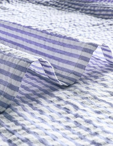 Image of VATPAVE Mens Striped Summer Shirt Casual Button Down Short Sleeve Beach Shirts Cotton Shirts for Men