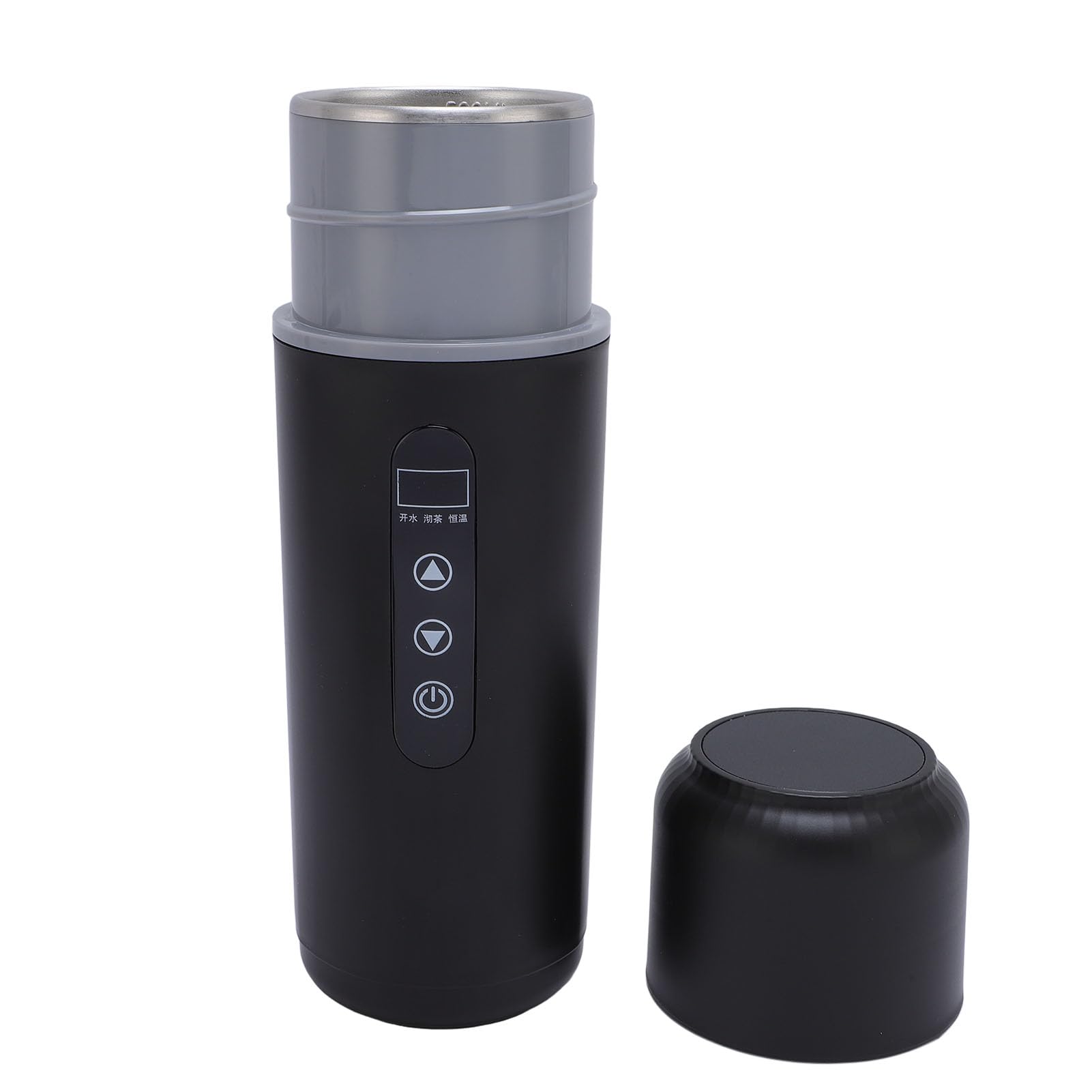Socobeta Hervidor Eléctrico para Coche, Taza Calefactora Portátil, 500ml, 12V, 24V, Caldera de Agua para Coche, Camión, Calor Duradero para Actividades Al Aire Libre (Negro)