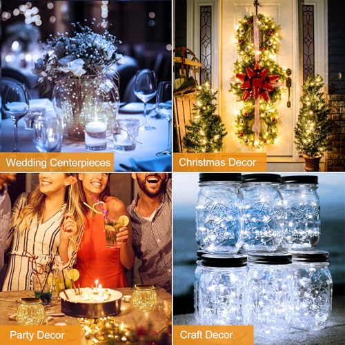 Image of btfarm 12 Pack Fairy Lights Battery Operated [3 Modes], 7ft 20 Led Twinkle Lights String Lights Waterproof Bulk Small Mini Silver Wire for Christmas Mason Jars Wedding Table Centerpiece