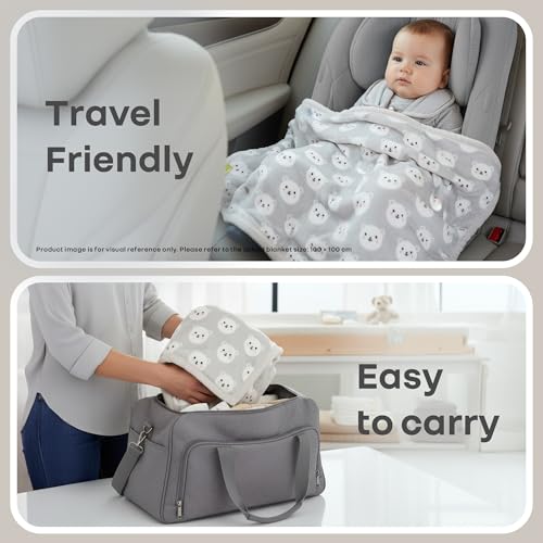 Image of R for Rabbit Softkins Comfy Baby Blanket Warm Super Soft & Cozy Polyester Material Lightweight Machine Washable, 100 x 100 cms, 0+ Months for Kids Newborn Babies (Teddy Grey)