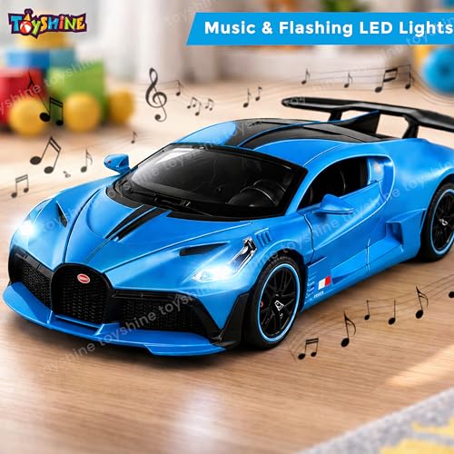 Image of Toyshine 1:32 Scale Die Super Fast Racing Model Car with Music and Lights Along with Pull Back Function Opening Doors Feature for Kids Boy Girl 3+, Blue