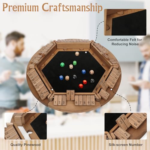 Shut The Box Juego de Mesa de Madera para 1-6 Jugadores miniatura 3
