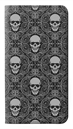 Housse cuir Samsung Galaxy A15 5G Skull Vintage | Étui à rabat noir et blanc