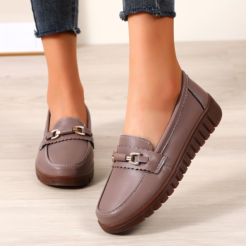 Image of Loafers for Women Business Casual Shoes Comfortable & Lightweight Round Toe Penny Dressy Slip On Work Flats