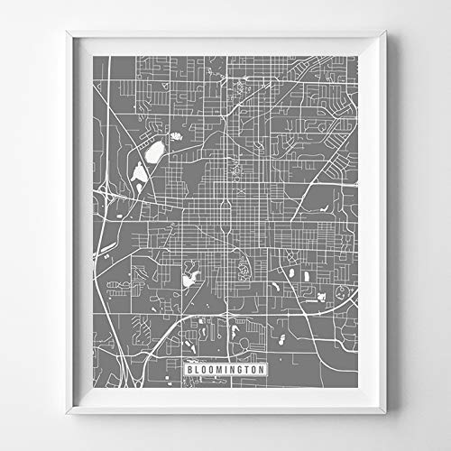 Bloomington Illinois City Street Map Wall Art Home Decor Poster Urban City Hometown