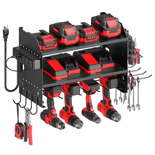 CCCEI Modular Power Tool Organizer Wall Mount with Charging, Black, 1 Pack