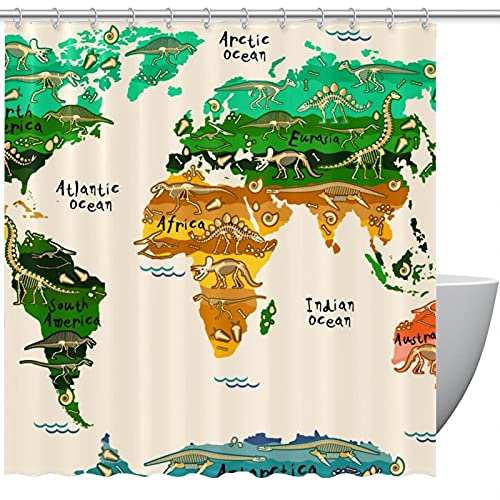 Rideau de douche carte du monde 182 x 183 cm en textile imperméable - 2