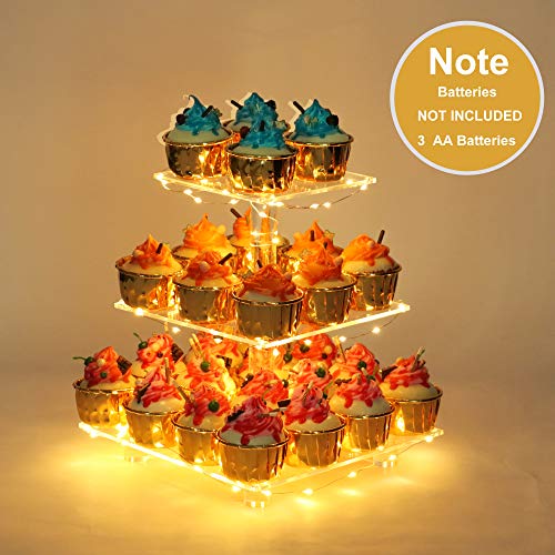 YestBuy 3 Tier Square Cupcake Stand - Premium Cupcake Holder - Acrylic Cupcake