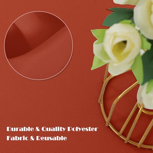 Image of sancua 6 Pack Rust Tablecloth 60 x 102 Inch, Rectangle Thanksgiving Burnt Orange Table Cloth for 6 Feet Tables - Stain and Wrinkle Resistant Washable Polyester Table Cover for Dining Parties Camping