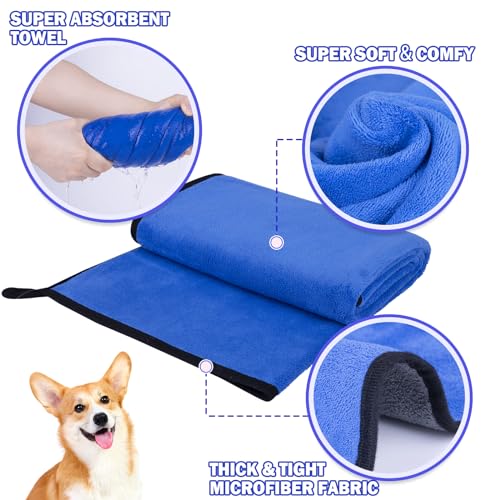 MICOOYO 3PCS Dog Towels for Drying Super Absorbent Pet Grooming Towels, Quick Drying Dog Bath Towels for Puppy Cats - Image 4