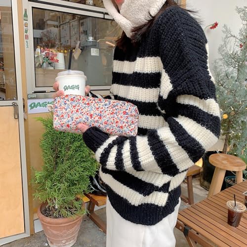 Image of Pencil Case Pen Case Office College School Storage Bag Pouch Holder Box Organizer Makeup Pouch Cosmetic Bag Aesthetic floral flower Cute Pencil Case for Girls Boys Kids (Small floral beige)