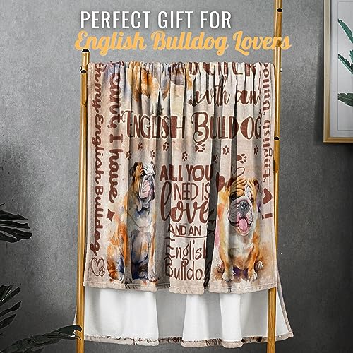 Image of English Bulldog Gifts for Women, Throw Blanket, 60x80 Inches
