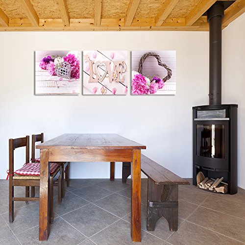 Impression sur toile fleurs roses Feeby, tableau triptyque d'art moderne - 5
