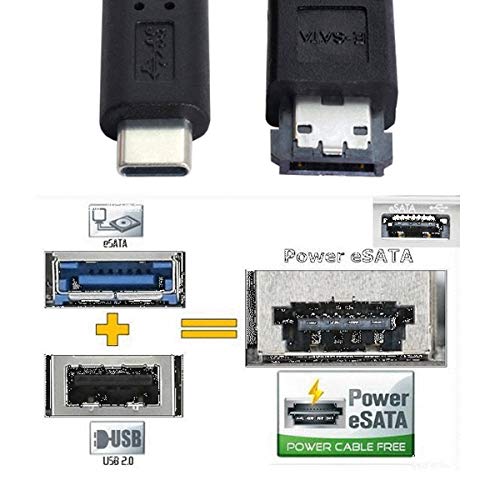 Cable USB-C a eSATA Power Over DC5V USB3.0 1m miniatura 4