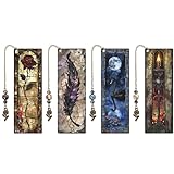 Celavoy Dark Romance Bookmark Gifts - 4 Pcs Gothic Stained Glass Bookmarks for Women Book Lovers Rose Tassels Beaded Page Marks Reading Accessories Bookish Gift for Birthday Back to School Halloween
