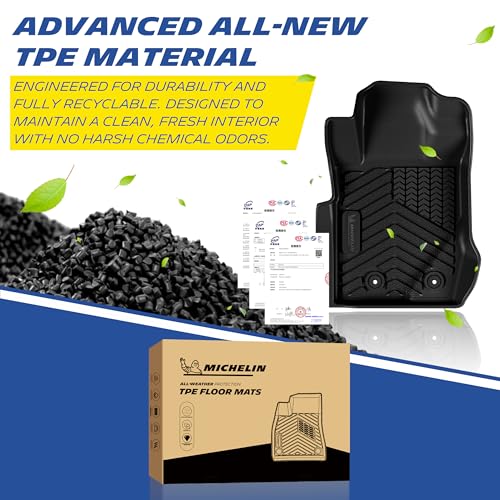 Image of Michelin Floor Mats for 2021-2026 Ford Bronco 4-Door | Not Fit Bronco 2 Door or Sport or Vinyl Floor, All-Weather TPE Custom Fit Liner, Premier