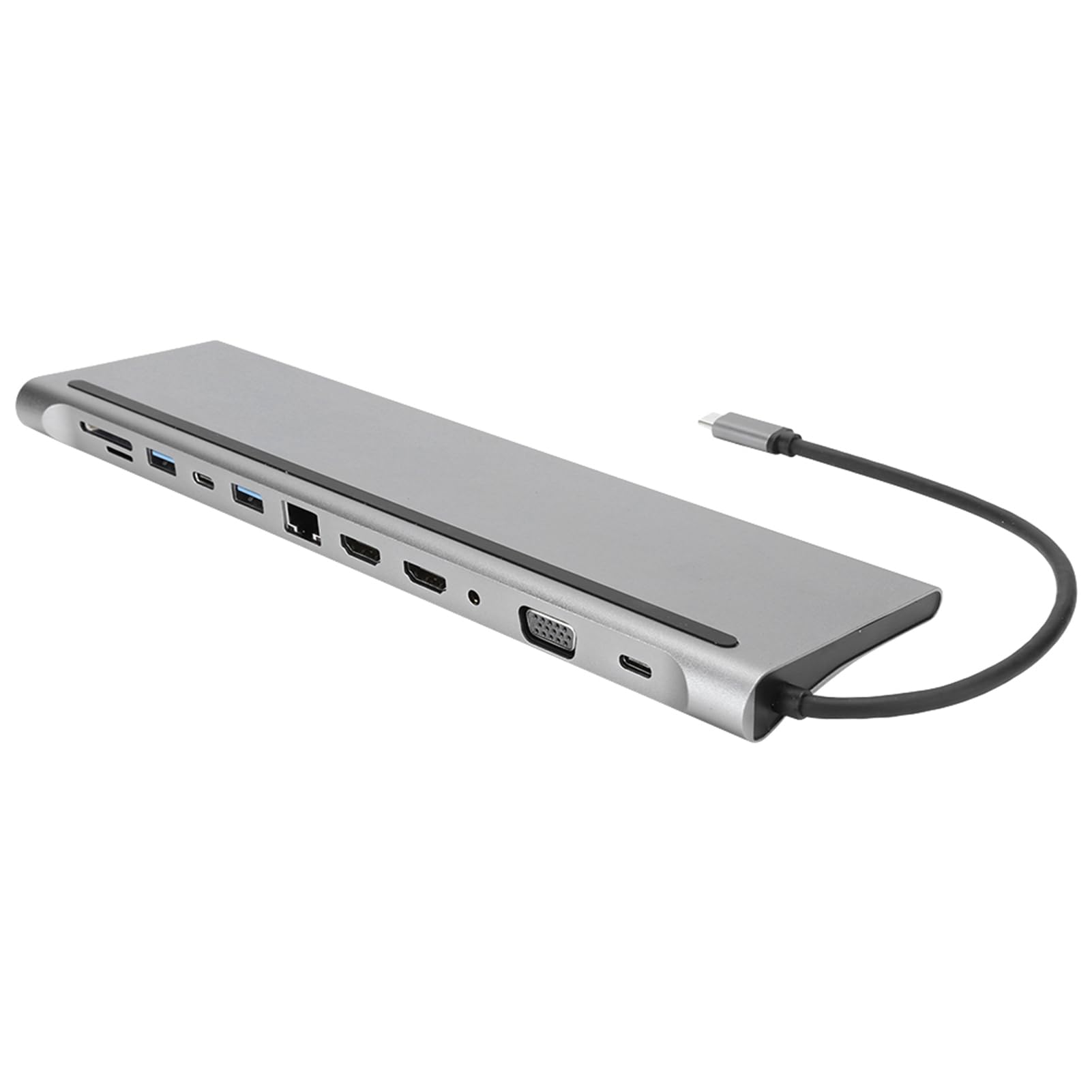 Generic Docking Station VGA USB Doppia 12 in 1 per Notebook di Tipo C con Ricarica PD Rapida per Impiegati in Lega di Alluminio