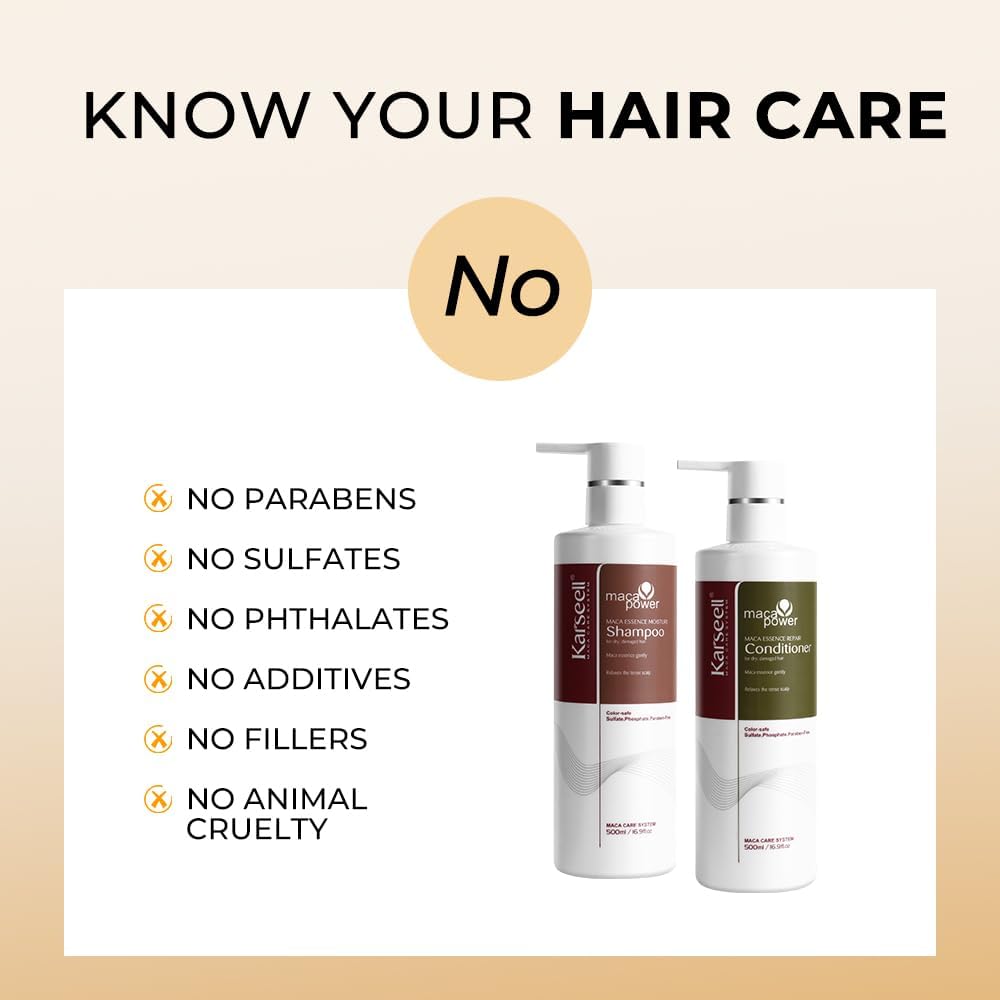 Karseell Sets de Shampooing et Après-shampooings, Soin Réparateur pour Cheveux Secs et AbiméS Tous Types de Cheveux, 2 x 500ml