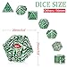 Dragon Eye Metal Dice Set, 7 Pcs Dragon Scale Metallic Dice, Gift Box for Dungeons & Dragons Tabletop Game (Green Dragon Scale & Red Eye)