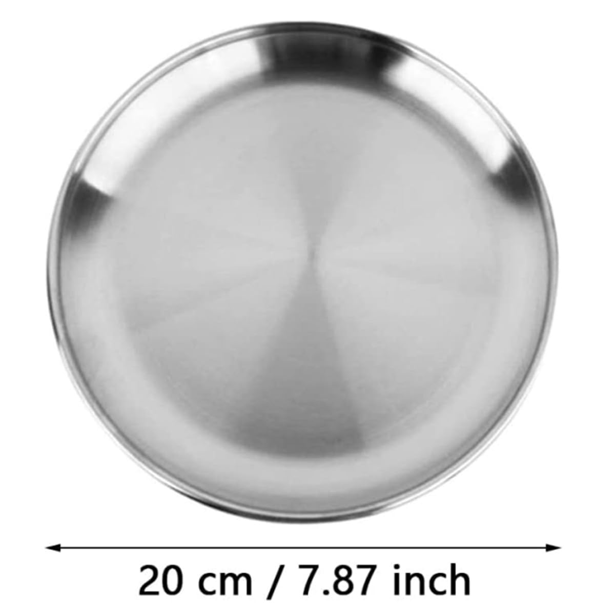 Piatti piani in acciaio inox, 20 cm, rotondi, 2 pezzi, stile minimalista, finitura opaca, resistenti alla ruggine, lavabili in lavastoviglie, perfetti per cucina, picnic, campeggio, barbecue