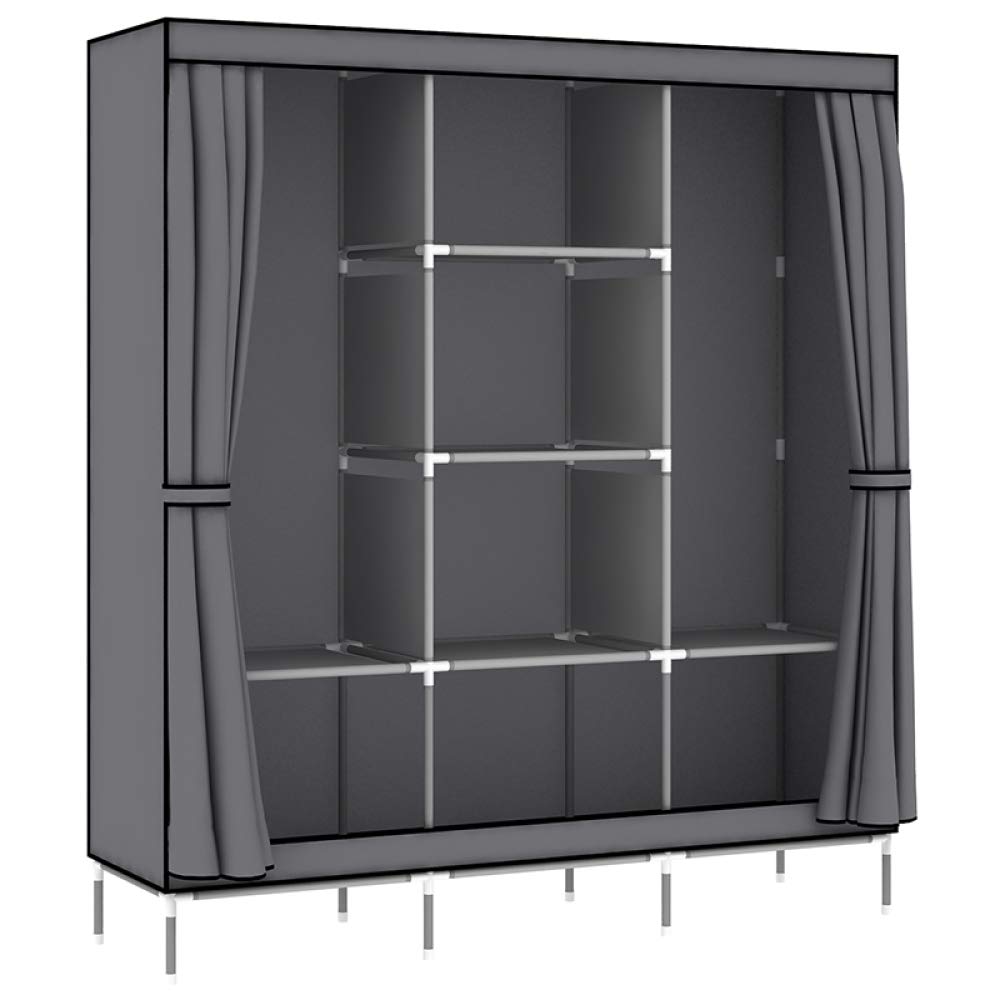 Placard en toile pour chambre à coucher : armoire de rangement pour vêtements suspendus et pliés