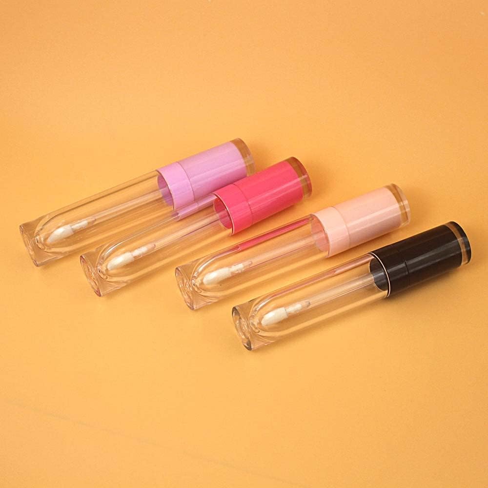 COSIDEA 26 pcs Refillable Empty 8ml Lip Gloss Tubes with clear Wand，Round black Lipgloss Containers，DIY cosmetic packing Container Bulk Wholesale