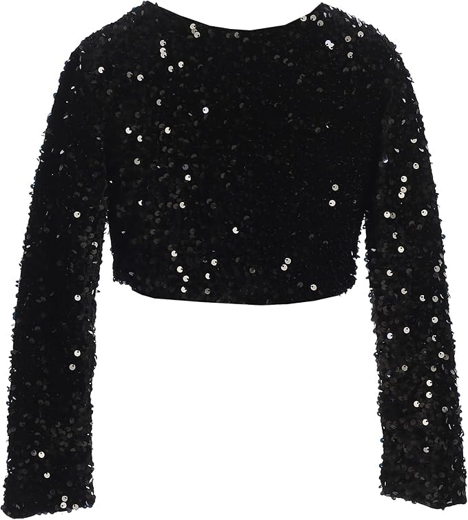 iGirlDress Girls Sequin Velvet Flower Girl Bolero Jacket Shrug Coat4