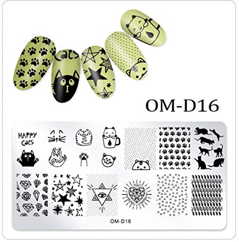 Wokoto 5Pcs Nail Art Plates Stamping Set Fruit Animal Cat Panda Mandala Image Design Plates Stamping Nail Art Kit #TOP6