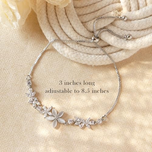 Dainty Gold Silver Flower Star Bow Butterfly Bracelets for Women, Sparkly Adjustable Slider Chain Rhinestone Bracelet Wedding Prom Holiday Fashion Jewelry Gift3