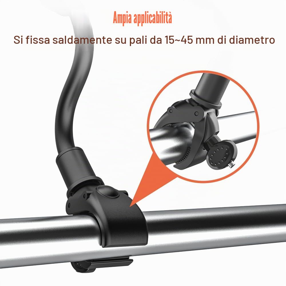 Oilcan Porta Tablet Tapis Roulant, Collo Oca Supporto Tablet Manubrio Bicicletta Ellittica Passeggino Sedia Rotelle con Braccio Regolabile, per iPad Pro Air Pro, Lenovo, Fire, iPhone (4-12.9")