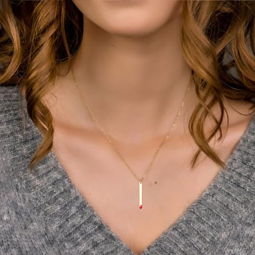 HZMAN Matchstick Necklace for Women Dainty 14K Gold Plated Cute Small Matchstick Choker Necklace Jewelry Gift3