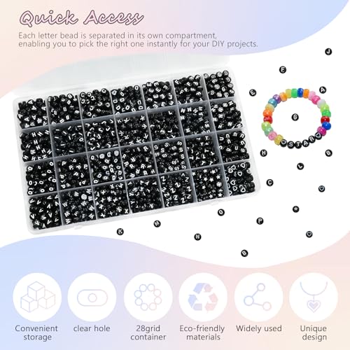 Image of Looconi 1400pcs Black Letter Beads Star and Heart Beads 7x4mm Alphabet for Jewelry Making