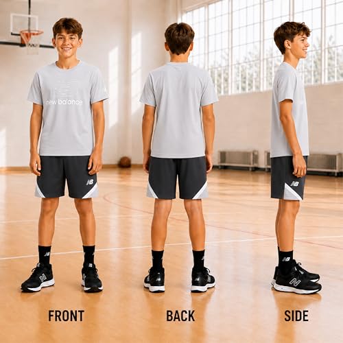 Image of New Balance Boys Short Sets - 2 Piece Active Performance Athletic Shirt and Kids Basketball Gym Shorts for Boys (8-12)