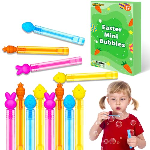 Easter Mini Bubble Wands Party Favors Toys Gifts for Toddlers 20 Pack,Easter Basket Stuffer Fillers for Kids,Small Party Goodie Treat Bag Fillers,Classroom Non Candy Prizes Trinkets for Boys Girls