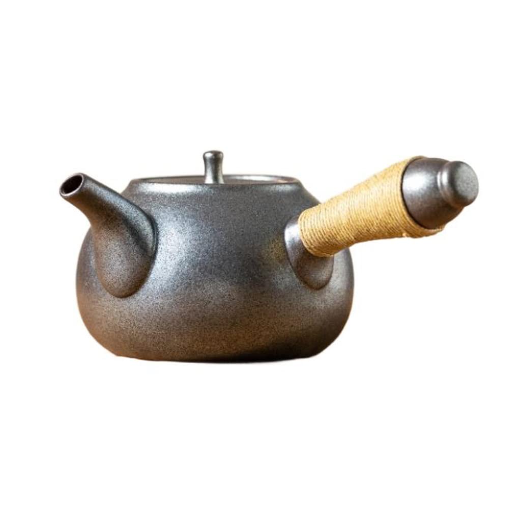 Tetera Estufa Estilo Chino Negro Oficina Lado Cerámica Cerámica Tetera Tetera Retro Tetera Blanca Tetera Hogar Tetera Teteras para Estufa (D 700ml)