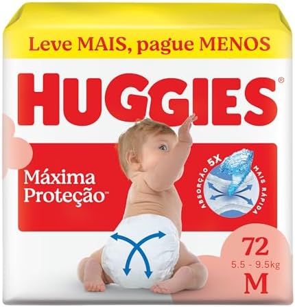 Fralda Descartável Huggies Máxima Proteção Tamanho M 72 unidades ...